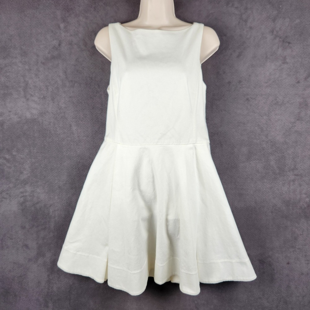 Polo Ralph Lauren Sleeveless Flare Dress Womens 10 White Cotton 211603480001‎